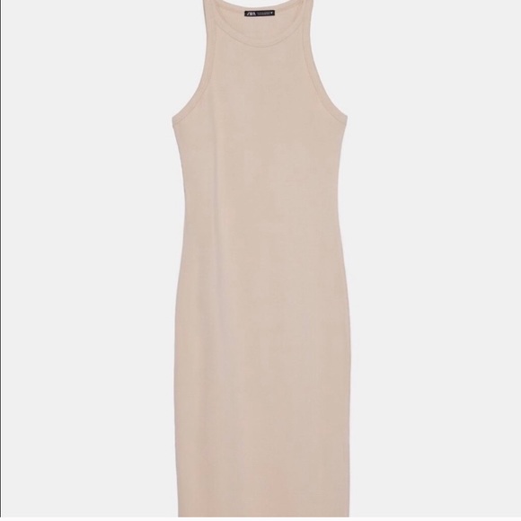 Zara Dresses | Zara Ribbed Halter Dress | Color: Cream | Size: M | Axxxa2404's Closet